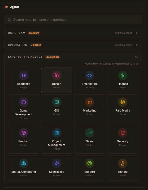 The Agency divisions inside AgentsRoom