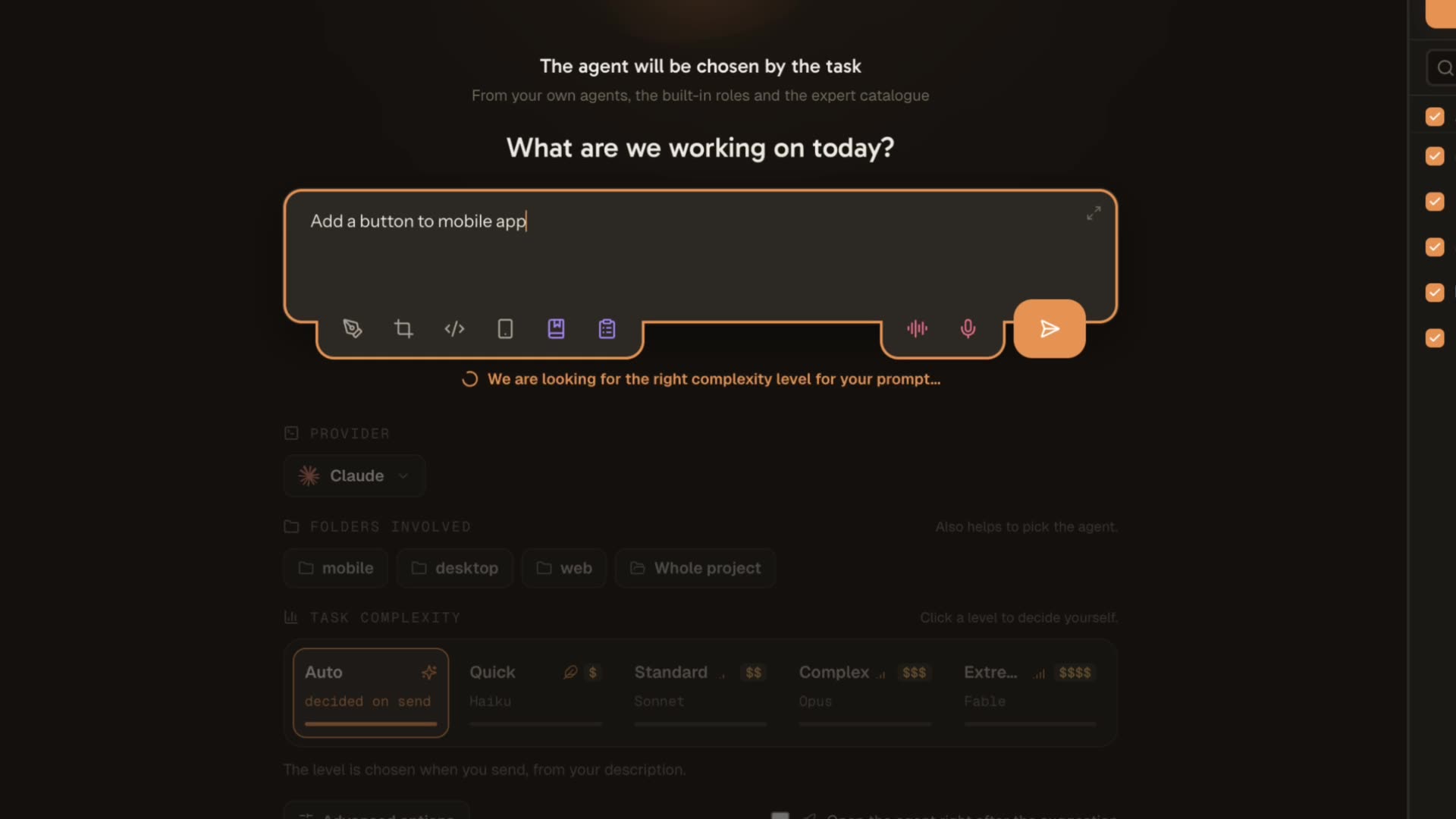 AgentsRoom AI Suggestion: describe the task, get the agent, the model and the session name before the CLI starts
