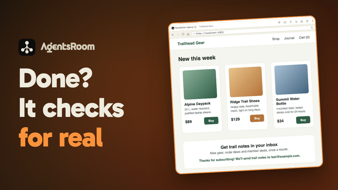 AgentsRoom Browser Automation: your AI coding agent checks its work in a real browser